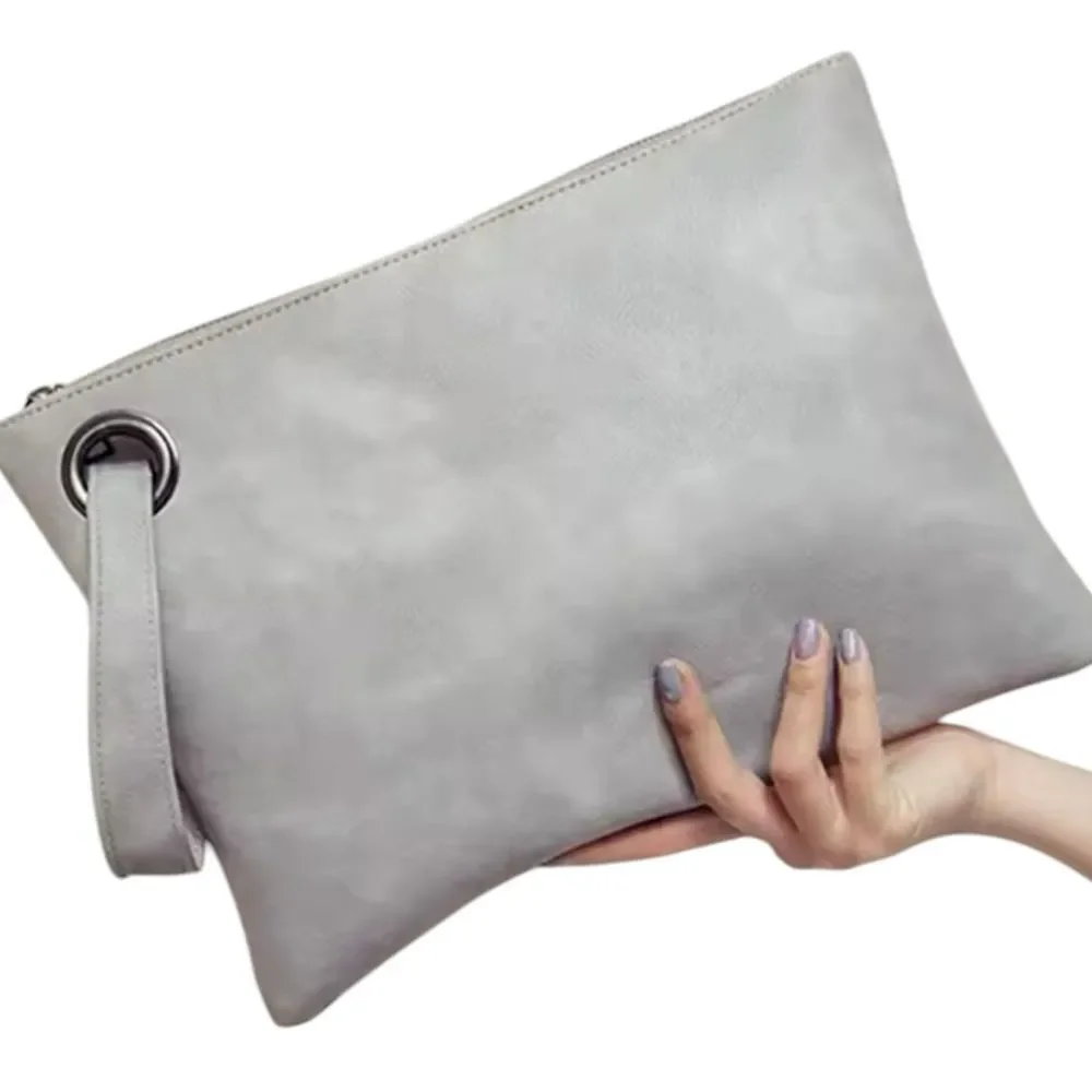 GRAY LARGE PU LEATHER‎ CLUTCH